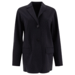 "Max Mara" blazer droit femme bleu nuit en coton coupe regular