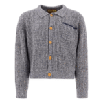 "Brain Dead" cardigan homme gris en coton coupe regular