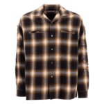 "Undercover" chemise à carreaux homme noire et jaune en coton coupe relaxed