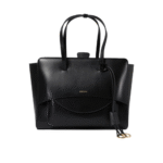 "Hidesins" – Sac à main femme noir en cuir, fabriqué en Italie