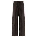 "Khaite" pantalon cargo noir en cuir coupe décontractée pour femme