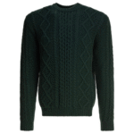 "Rakkì" pull homme vert en laine mérinos coupe regular