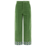 "Valentino" Pantalon homme vert en coton et lin, coupe regular