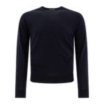 "John Smedley" pull homme bleu Lundy en laine mérinos