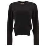 "Alexander McQueen" pull noir en laine et cachemire coupe regular pour femme