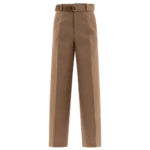 "Sacai" pantalon tailleur ceinturé femme marron en soie et coton coupe regular