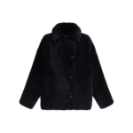 "B&W" manteau femme noir en peau d’agneau coupe regular