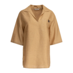 "Max Mara Pure" chemise polo femme dorée en lin, soie et polyamide