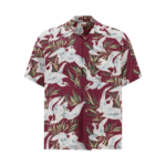 "Sun Surf" chemise White Egret bordeaux en rayonne coupe décontractée à manches courtes pour homme