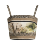 "Elie Saab" top court imprimé Savannah femme marron en coton