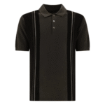 "Beams Plus" polo en maille noir en coton coupe regular à manches courtes pour homme