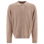 "NN.07" polo Thor à manches longues homme beige en laine et acrylique coupe regular