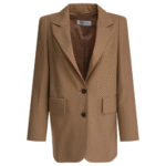 "Max Mara" blazer Kitten femme marron en laine vierge mohair et soie coupe regular