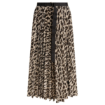 "Sacai" jupe léopard femme marron plissée en polyester coupe regular