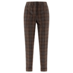 "Peserico" pantalon femme à carreaux marron en laine coupe regular