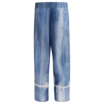 "Sleep No More" pantalon femme bleu clair en soie coupe fluide