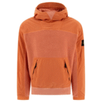 "Stone Island" Sweat à capuche homme orange en coton et polyamide coupe ample