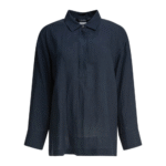"Max Mara S" chemise femme bleue en lin coupe regular