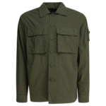 "Beams Plus" surchemise MIL SHT-JAC verte en coton coupe regular à manches longues pour homme