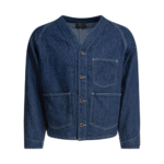 "Beams Plus" veste Engineer bleue en lin coupe décontractée à manches longues pour homme