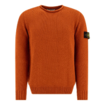 "Stone Island" Pull homme orange en coton coupe regular