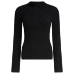 "Courrèges" t-shirt noir en coton et laine mérinos coupe regular à manches longues pour femme