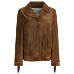 "Golden Goose" veste femme marron à franges en cuir