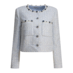 "Self-Portrait" tailleur bleu clair en polyester métallisé pour femme