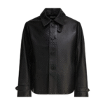 "Bode" Veste homme noire en cuir de vache coupe regular