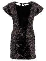 "Ganni" robe mini femme noire en velours à sequins en polyester recyclé – Image 2