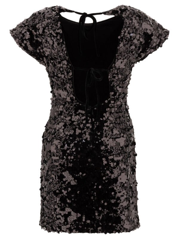 "Ganni" robe mini femme noire en velours à sequins en polyester recyclé – Image 2