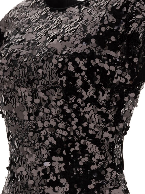 "Ganni" robe mini femme noire en velours à sequins en polyester recyclé – Image 4