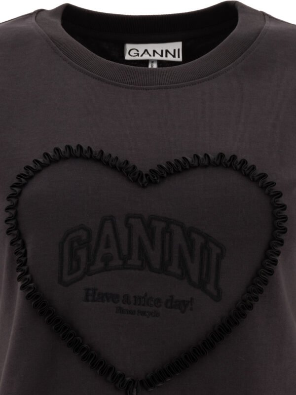 "Ganni" t-shirt femme noir en coton avec logo - Image 3