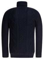 "Rakkì" pull col roulé homme bleu en laine mérinos – Image 2