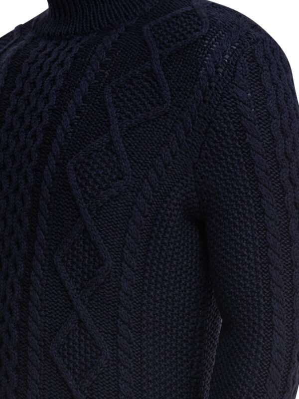 "Rakkì" pull col roulé homme bleu en laine mérinos – Image 4