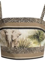 "Elie Saab" top court imprimé Savannah femme marron en coton - Image 3