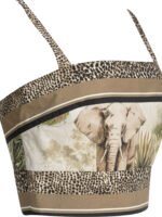 "Elie Saab" top court imprimé Savannah femme marron en coton - Image 4