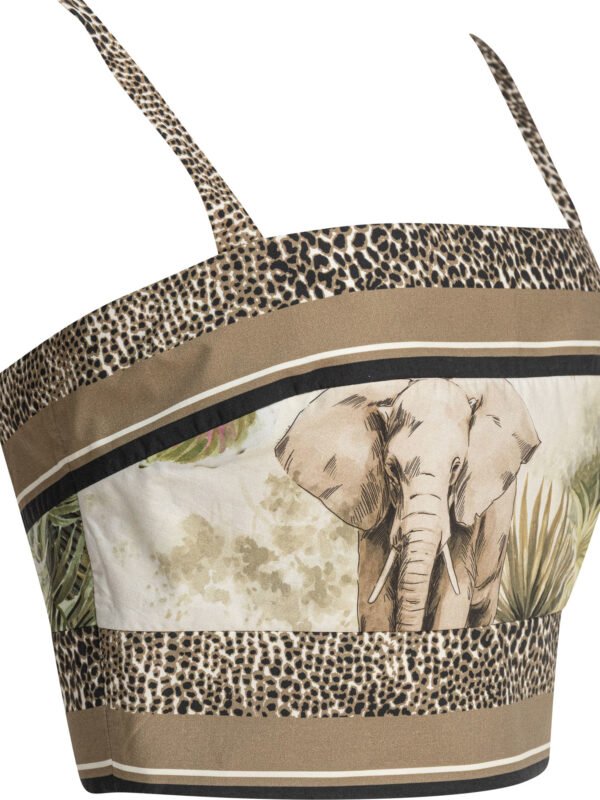 "Elie Saab" top court imprimé Savannah femme marron en coton - Image 4