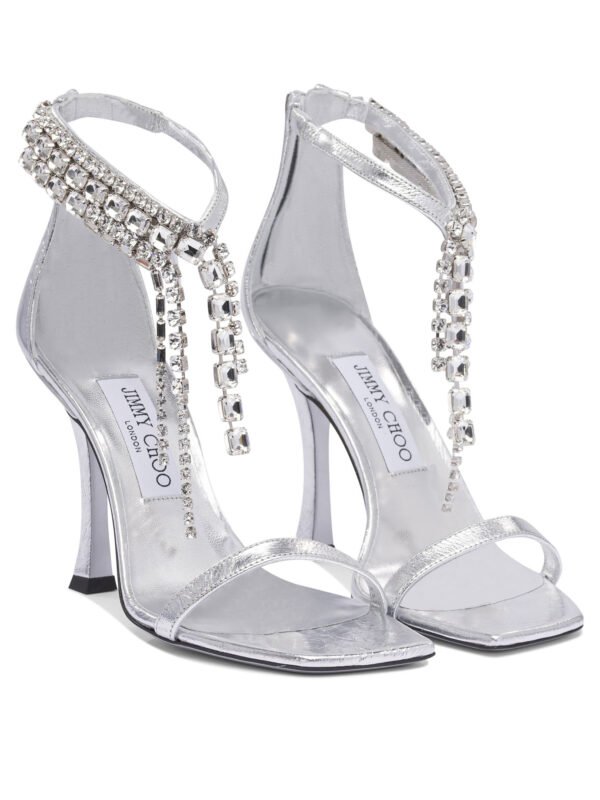"Jimmy Choo" sandales femme argentées en cuir – Image 2