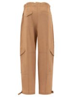 "Ganni" pantalon cargo femme beige taille haute Light Slub avec poches – Image 2