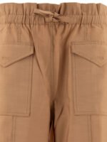 "Ganni" pantalon cargo femme beige taille haute Light Slub avec poches – Image 3