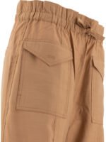 "Ganni" pantalon cargo femme beige taille haute Light Slub avec poches – Image 4
