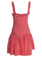 "Ganni" robe mini rouge à volants femme en polyester recyclé – Image 2