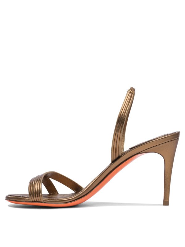 "Santoni" sandales femme dorées en cuir - Image 3