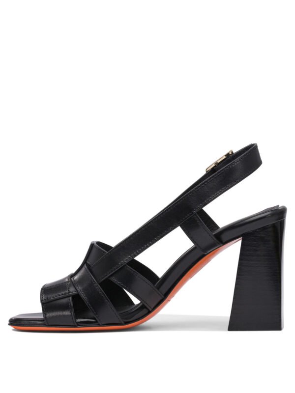 "Santoni" sandales femme noires cuir – Image 3