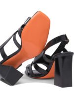 "Santoni" sandales femme noires cuir – Image 5