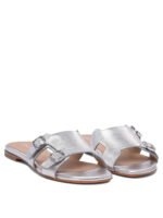 "Santoni" sandales femme argentées cuir – Image 2