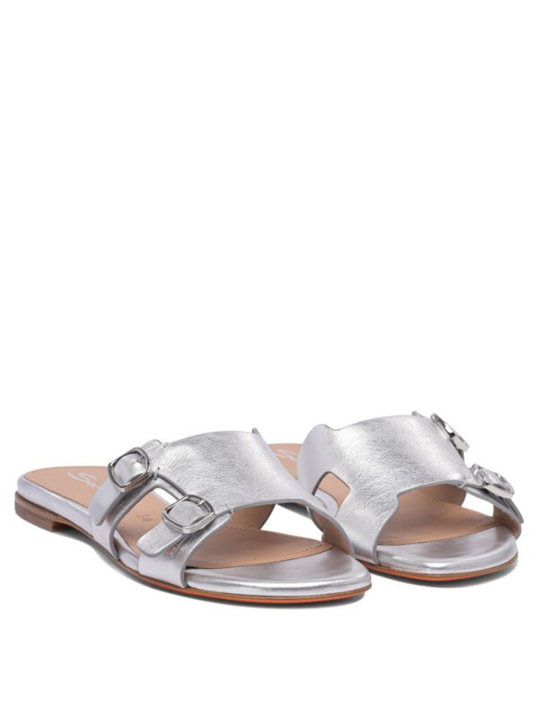 "Santoni" sandales femme argentées cuir – Image 2