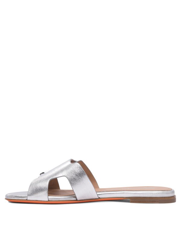 "Santoni" sandales femme argentées cuir – Image 3