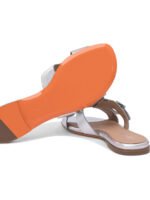 "Santoni" sandales femme argentées cuir – Image 5